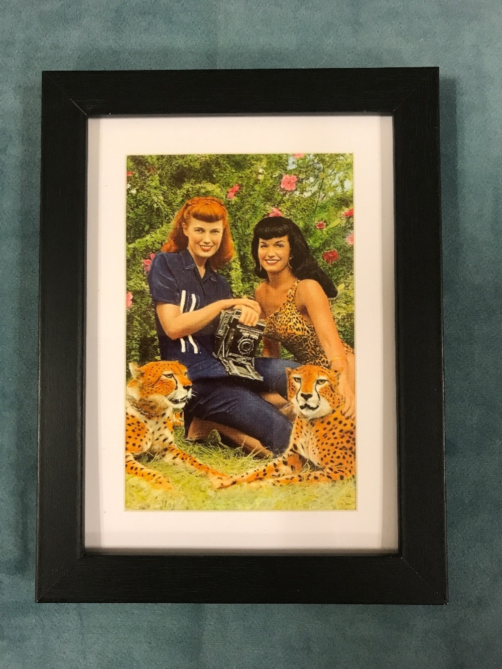 Bettie Page Pin Up Girl Matted/Framed Postcard/Print 6”x8" Photo by Bunny Yeager